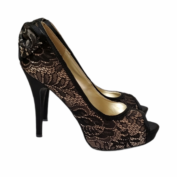 Steve Madden Peek-Toe Lace Overlay Heels - Picture 5 of 15